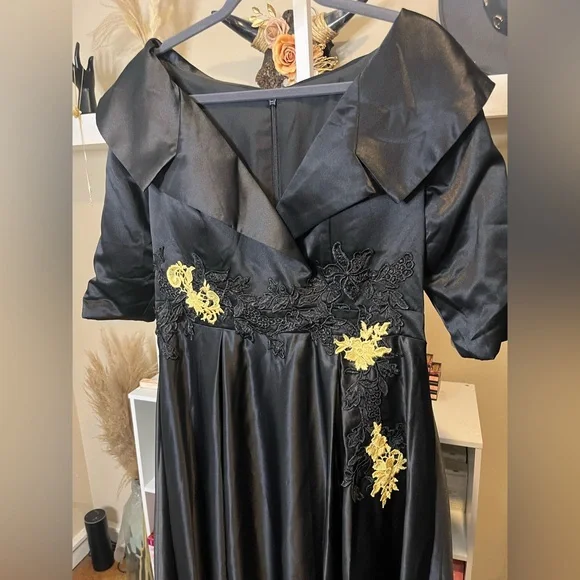 NWT Enigma Era A-Line Satin Shirt Collar 3/4 Length Long Sleeve Dress - Picture 7 of 8